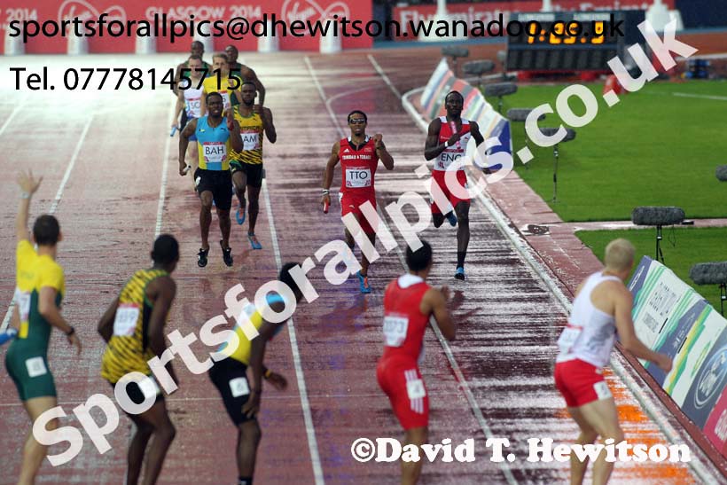 Mens 4 x 400 metres at the Commonwealth Games, Glasgow. Photo: David T. Hewitson/Sports for All Pics